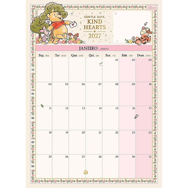 Calendário de Mesa 2027 Pooh 21x29cm Tilibra