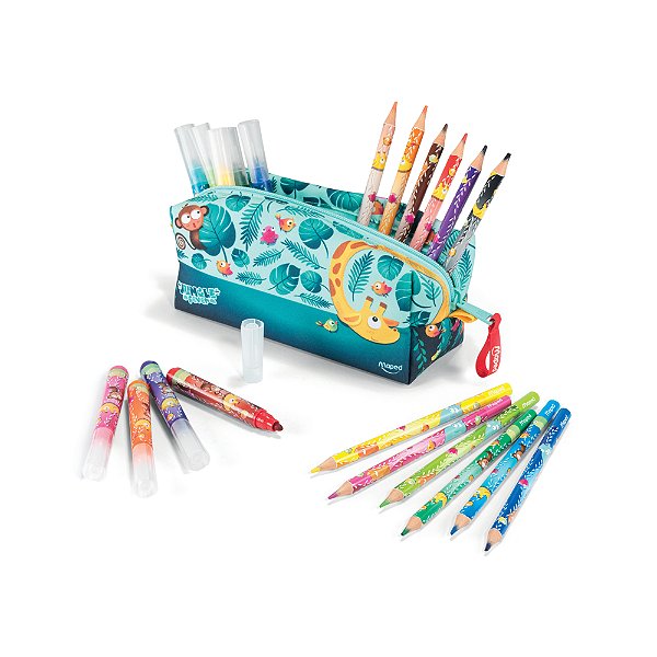 Estojo Jungle Fever Kit Coloração 24 peças Maped