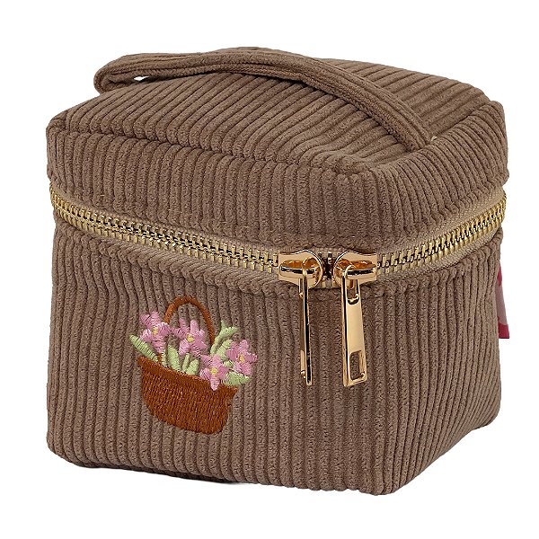 Necessaire Mini Marrom Flor Vasinho Floriê