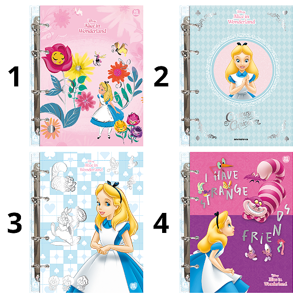 Caderno Argolado Colegial Alice 160F Animativa