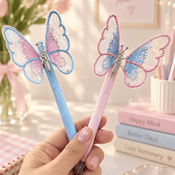 Caneta Esferográfica Apagável Borboleta 3D 0.5 mm