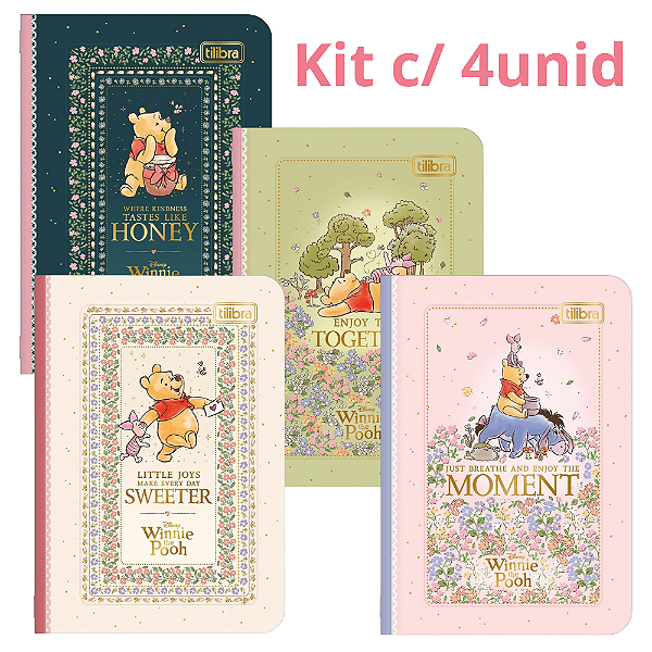 Kit 4 Mini Cadernetas Pooh 32F Tilibra