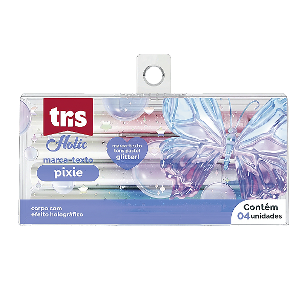 Marca Texto Glitter Holic Pixie 4 Cores Tris