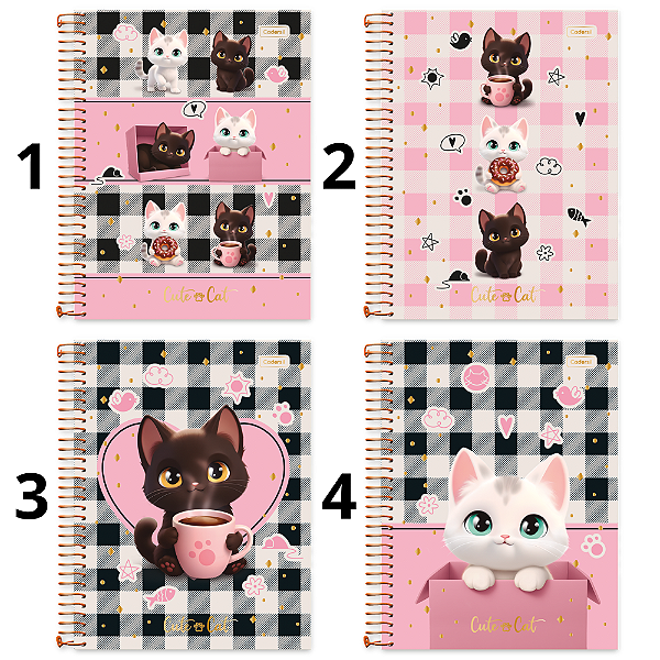 Caderno Colegial Criativo Cute Cat 80F Cadersil