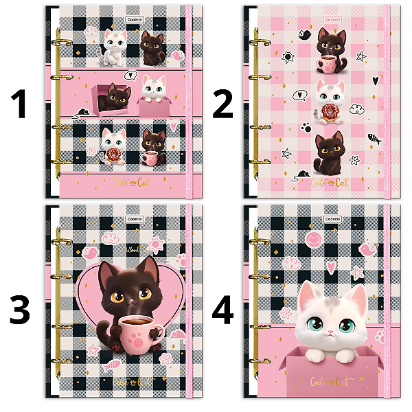 Caderno Argolado Colegial Cute Cat 80F Cadersil