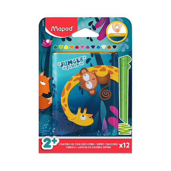 Lápis de Cor Infinity Jumbo Jungle Fever Box 12 cores Maped