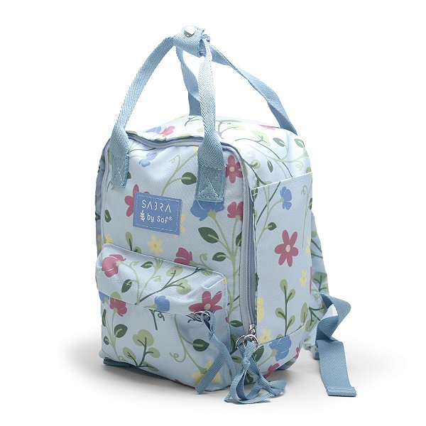 Mini Mochila Quadrada Floral Azul by Sof Sabra