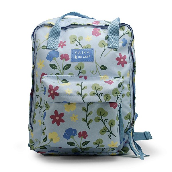 Mochila Quadrada Floral Azul by Sof Sabra