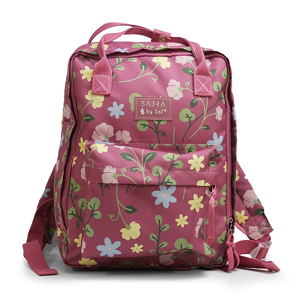 Mochila Quadrada Floral Pink by Sof Sabra
