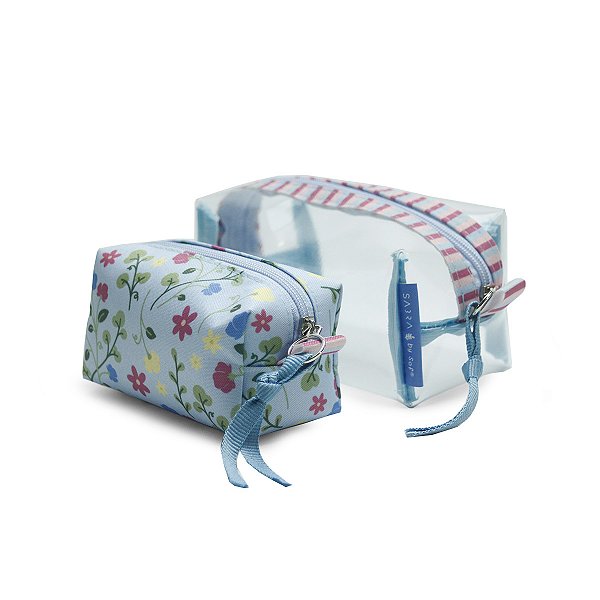 Conjunto de Necessaire Godinho Floral Azul By Sof Sabra
