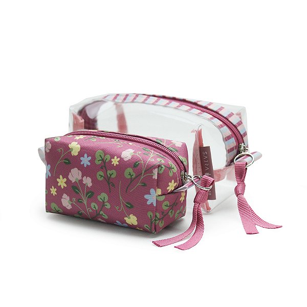 Conjunto de Necessaire Godinho Floral Pink By Sof Sabra