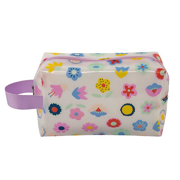 Necessaire Bauzinho Transparente Roxa Floriê