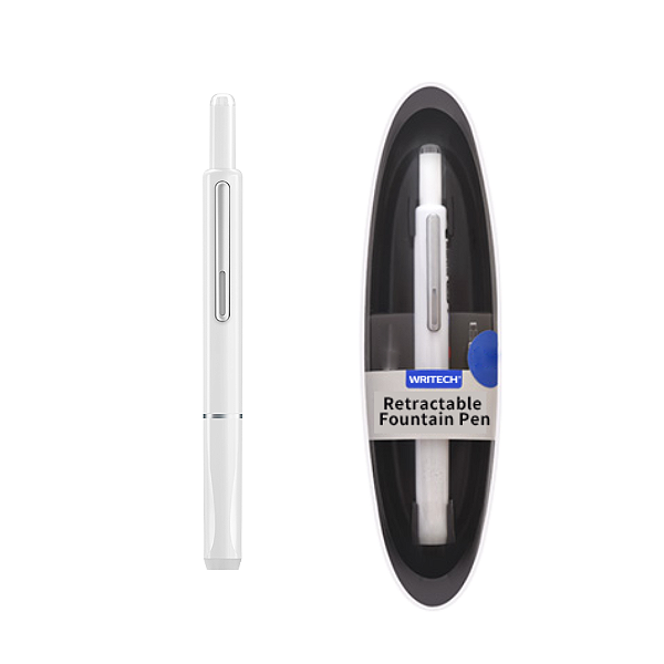 Caneta Tinteiro Retratil Branco com 5 Refis Writech