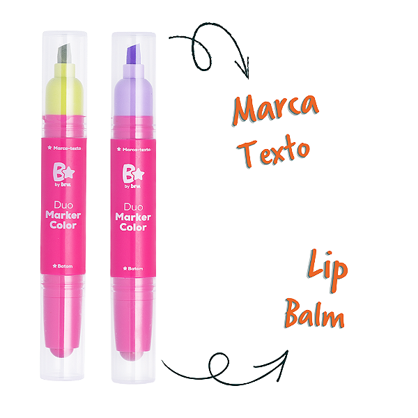 Marca Texto com Batom Lip Stick Duo Color Brilhaê