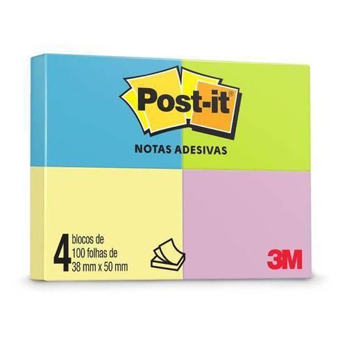 Bloco Adesivo Post-it 3M 4 cores 38x50mm c/4 blocos c/ 100 folhas