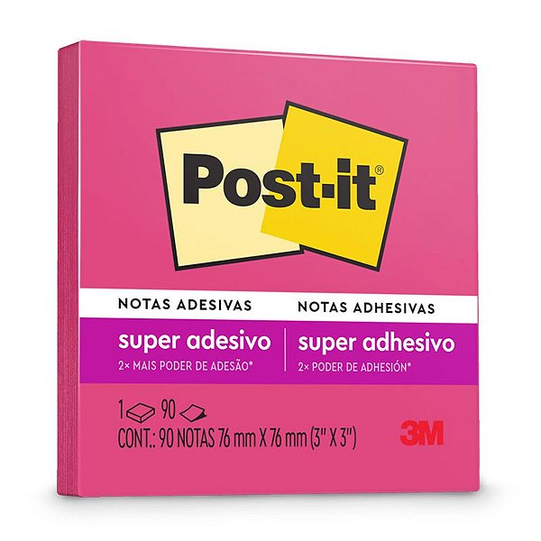 Bloco Adesivo Post-it 654 Pink Neon 76x76mm 90 Folhas