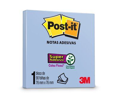 Bloco Adesivo Post-it 654 Azul 76x76mm 90 Folhas