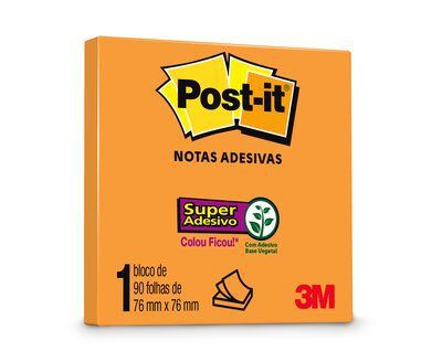 Bloco Adesivo Post-it 654 Laranja 76x76mm 90 Folhas