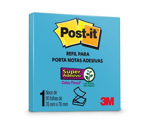 Bloco Adesivo Post-it 654 Azul Céu 76x76mm 90 Folhas
