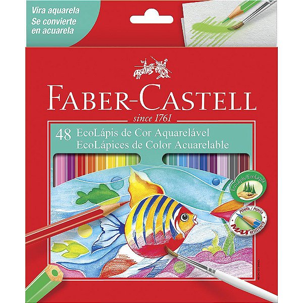 Lápis de Cor Faber-Castell 48 Cores Aquarelável - Papelaria Grafitte |  Papelaria para inspirar!