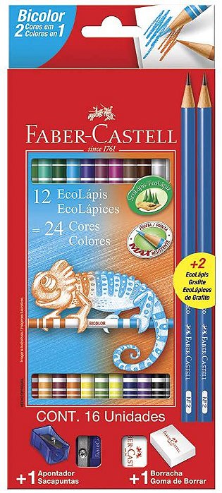 Lápis de cor Faber-Castell Bicolor 12 Lápis 24 Cores
