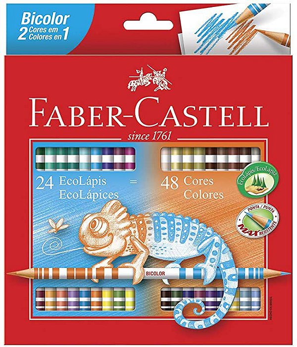 Lápis de Cor Faber-Castell Bicolor 24 lápis 48 cores