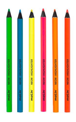 Lápis Jumbo Neon Marca Texto Molin 6 cores