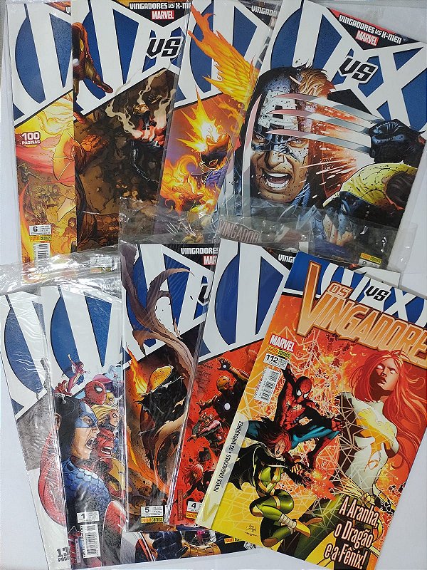 Coleção Hq Os Vingadores vs X-men - C/8 volumes + 4 Cards