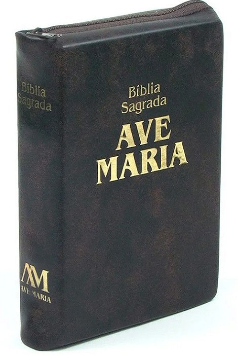 Bíblia Sagrada Ave Maria Católica - Média Zíper Marrom