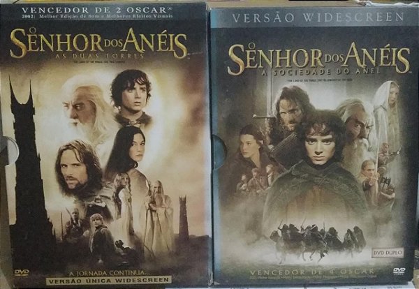 DVD's O Senhor dos anéis - A Sociedade do anel + As Duas torres (duplos)