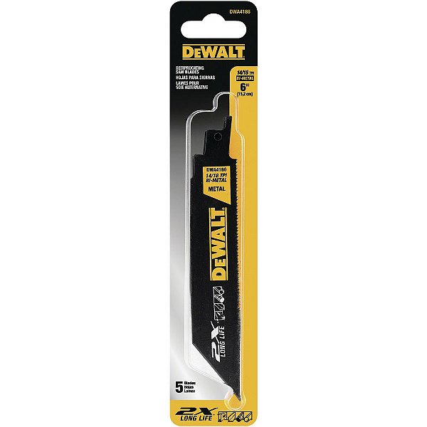 Lâmina de Serra Sabre para Metal Bim 6" (5 peças) - DWA4186 - Dewalt
