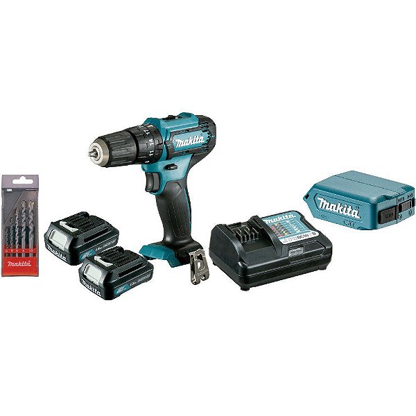 Kit Parafusadeira/Furadeira de Impacto a Bateria 12V com Carregador 2 Baterias+Adaptador USB+Kit Broca - KITHP333+ADP08 - Makita