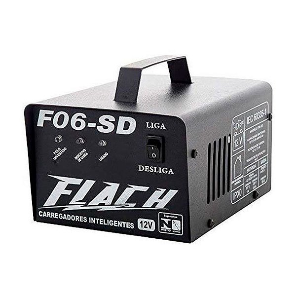 Carregador de Bateria Inteligente 127/220V 6A 12V - F06-SD - Flach