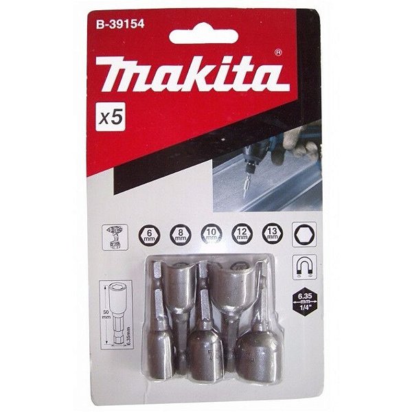Soquete Magnético 6-13mmx50mm (5 Peças) - B-39154 - Makita