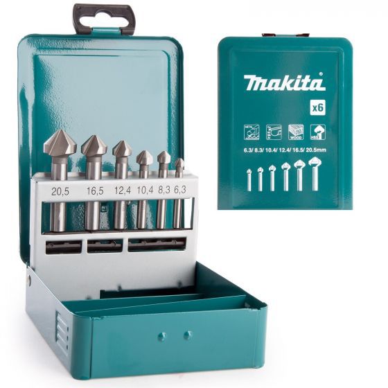 Conjunto de Escareadores 3 Faces 6,3-20,5 M3-M10 (6 Peças) - D-42204 - Makita