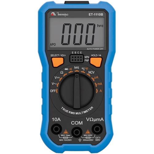 Multímetro Digital TRUE RMS CAT II 600V - ET-1110B - MINIPA