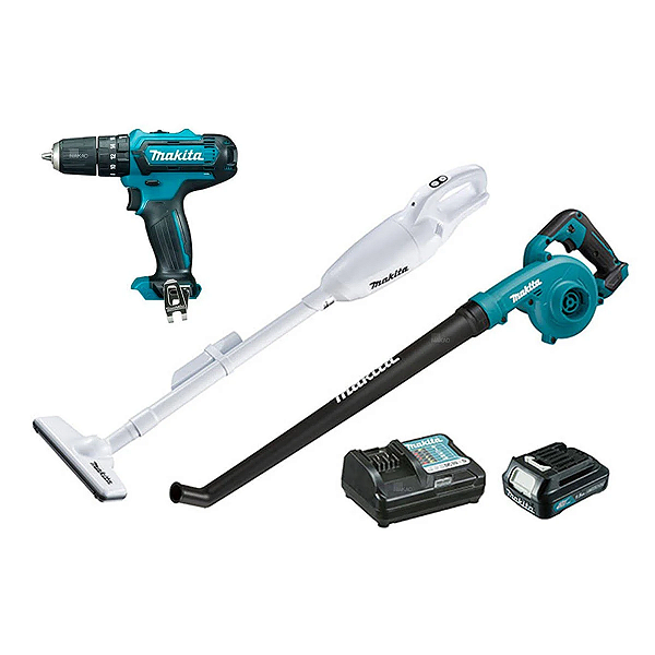 COMBO - Parafusadeira/Furadeira 3/8'' Com Aspirador e Soprador 1 Bateria Com Carregador - KITHP333+CLX248 - MAKITA