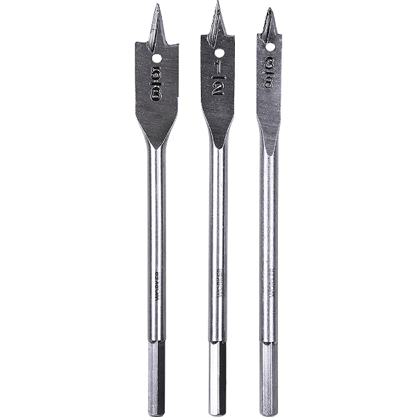 Broca Chata 3/8'' - 5/8'' Polegadas ENC. SEXT 3 Peças - 911453 - WORKER