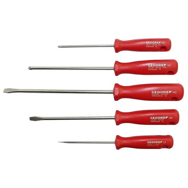 Chave De Fenda Simples e Cruz Jogo Com 5 Peças R38001005 - 3365101 - GEDORE