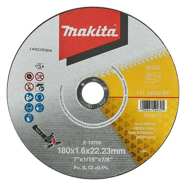 Disco de Corte INOX 7" 1/16"x7/8" FINO - E-13758 MAKITA