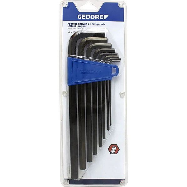 Jogo de Chave Hexagonal L 1/16" a 3/8" 42L-9P 9 Peças - 012354 GEDORE