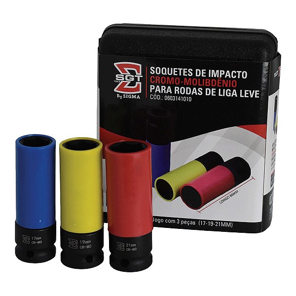 SOQUETE IMPACTO LONGO 1/2 17-21MM (JG) 3 PCS - SIGMA