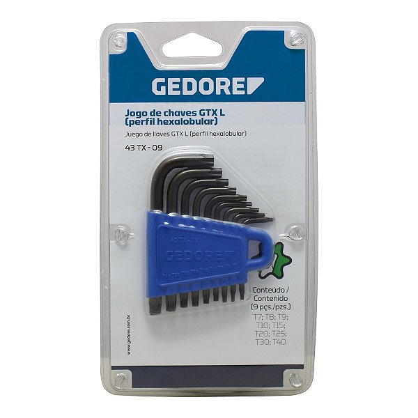 JOGO DE CHAVE L TORX 43TX-09 T7-T40 C/9PCS - GEDORE