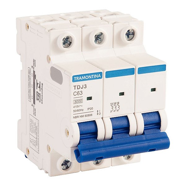 MINIDISJUNTOR TDJ3-3C63 3P 63A 3KA TRAMONTINA