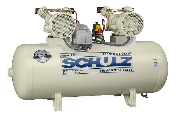 Compressor de Ar MSV 12 /200L 60HZ 220V Odontológico Isento de Óleo - 920.8034-0 - Schulz
