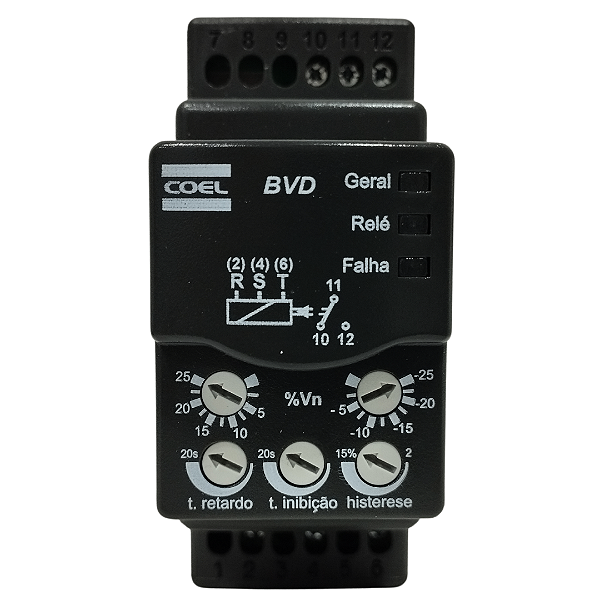 Rele Monitor de Tensão Eletrônico Digital para Uso Industrial BV Mínima-Máxima 220VCA - BVDD-P