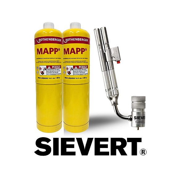 Maçarico Turbo Twin Unef Bico Duplo 264133 + 2 Refis Original ROTHENBERGER / SIEVERT