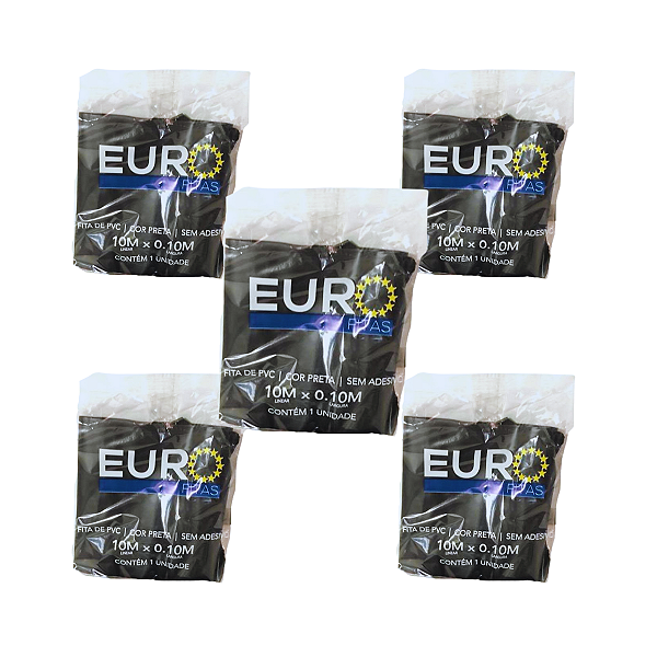 Kit Fita PVC 10m Preta - EUROFITAS - c/ 05un