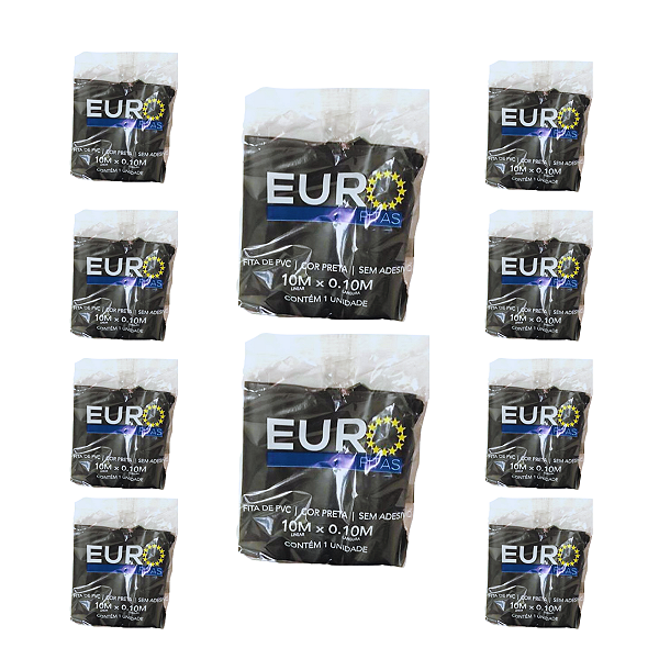 Kit Fita PVC 10m Preta - EUROFITAS - c/ 10un