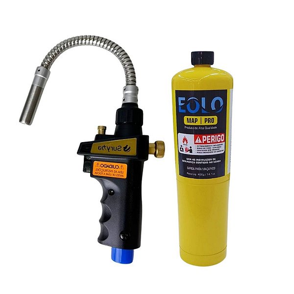 Bico Maçarico Automático Flexivel + Refil Gás Map Facil Uso